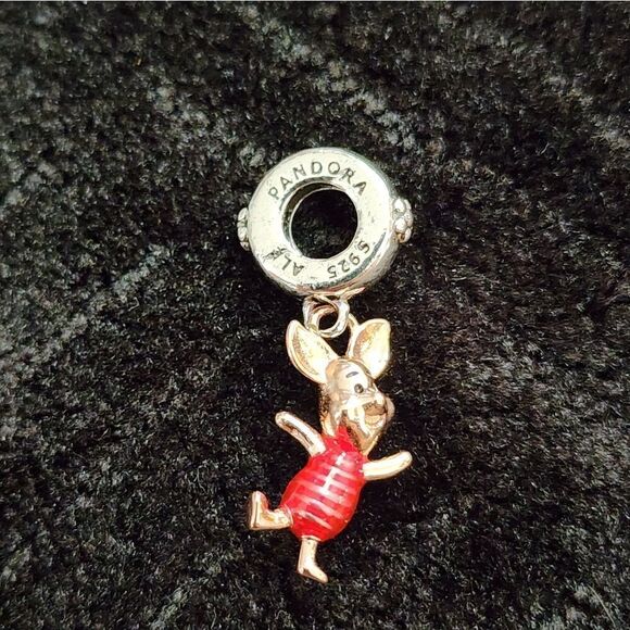 925 Sterling Silver Disney Pandora Winnie the Pooh Piglet Dangle Charm - Picture 2 of 4